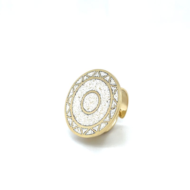 Brass Micro Mosaic Disc Ring - Image 2