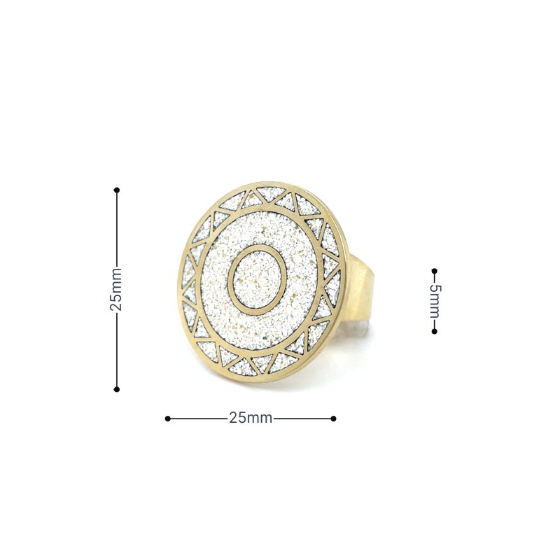 Brass Micro Mosaic Disc Ring - Image 3