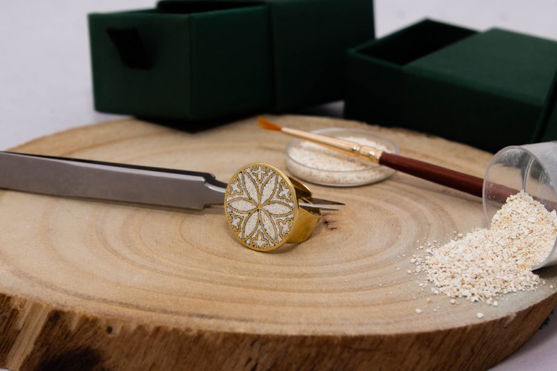 Brass Micro Mosaic Disc Ring - Image 4