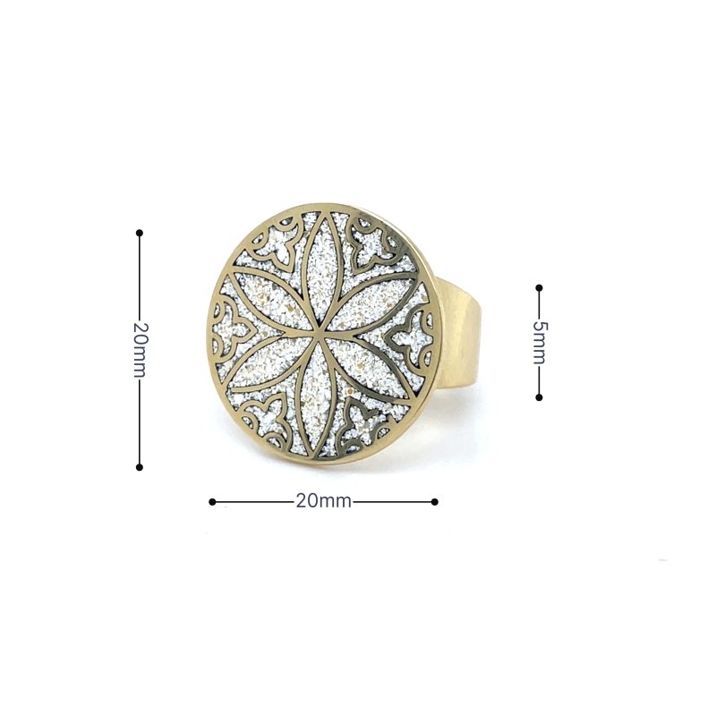 Brass Micro Mosaic Disc Ring - Image 3