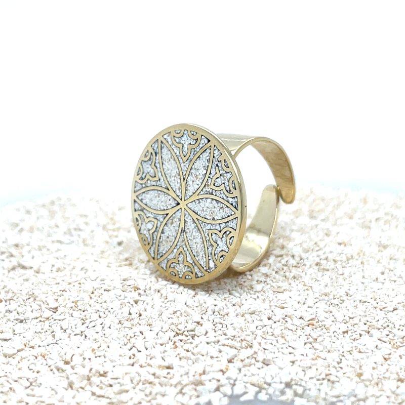 Brass Micro Mosaic Disc Ring