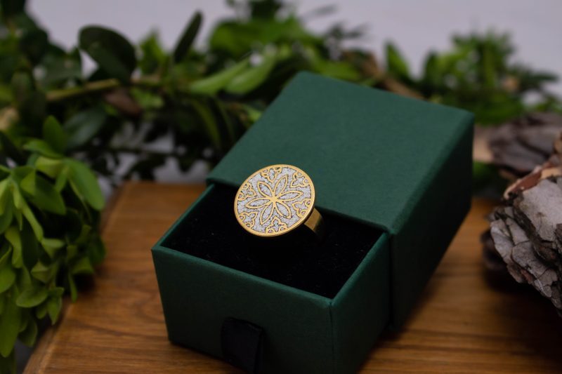 Brass Micro Mosaic Disc Ring - Image 5