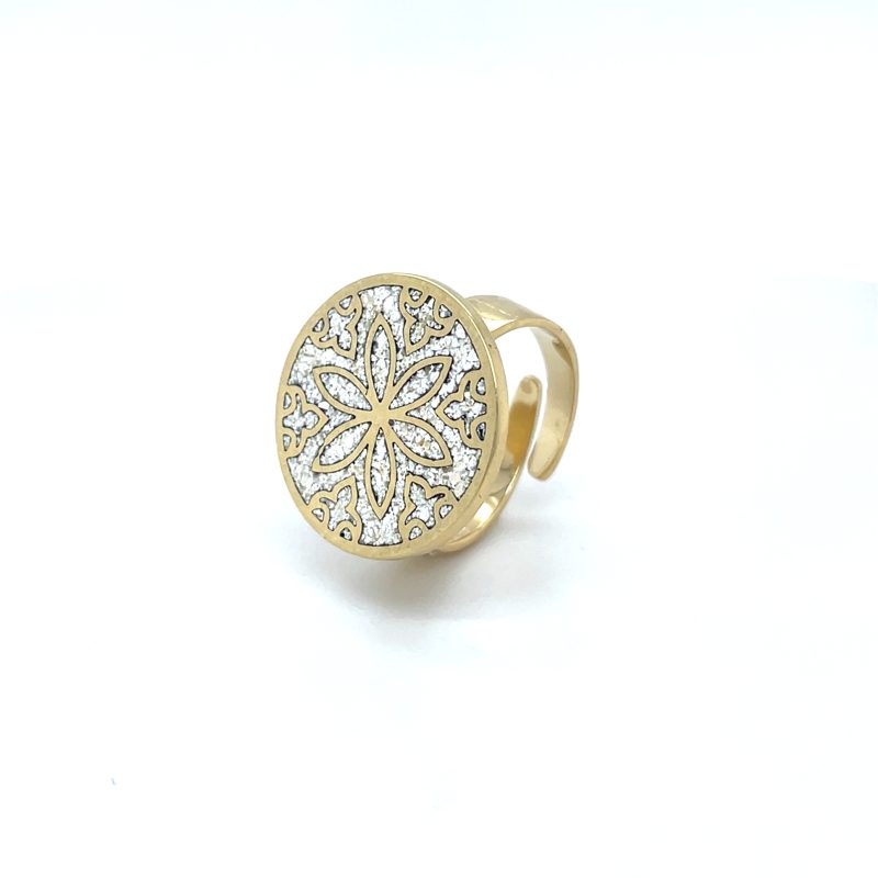 Brass Micro Mosaic Disc Ring - Image 2