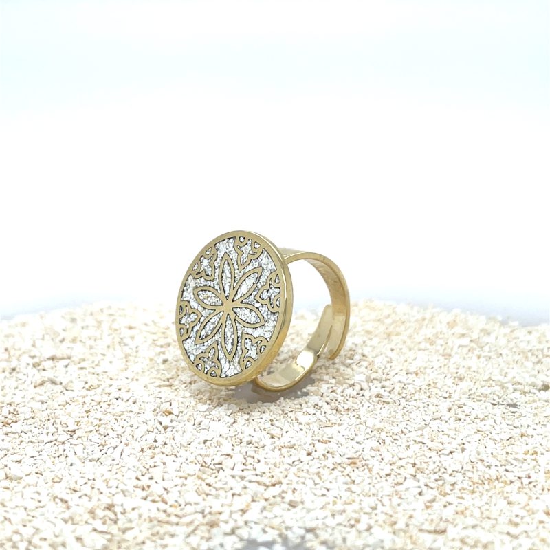 Brass Micro Mosaic Disc Ring