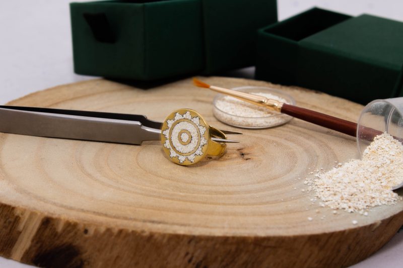 Brass Micro Mosaic Disc Ring - Image 4