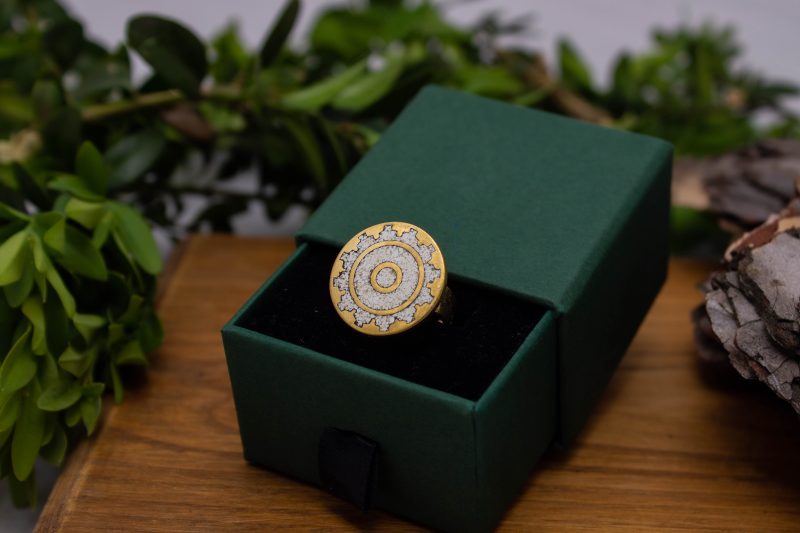 Brass Micro Mosaic Disc Ring - Image 5