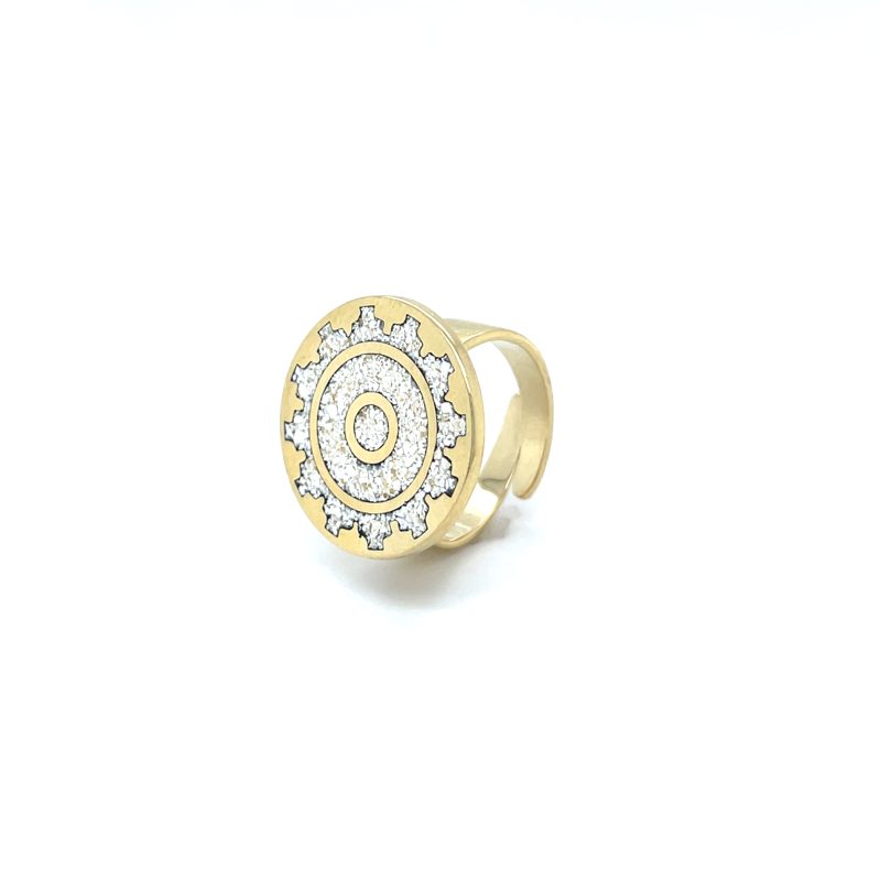 Brass Micro Mosaic Disc Ring - Image 2