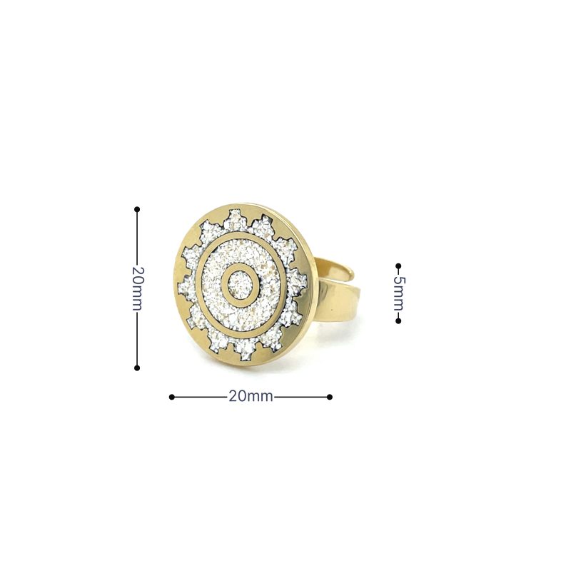 Brass Micro Mosaic Disc Ring - Image 3