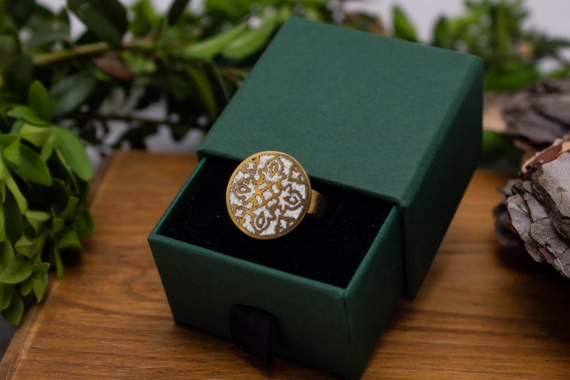 Brass Micro Mosaic Disc Ring - Image 5