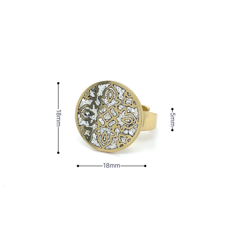 Brass Micro Mosaic Disc Ring - Image 3