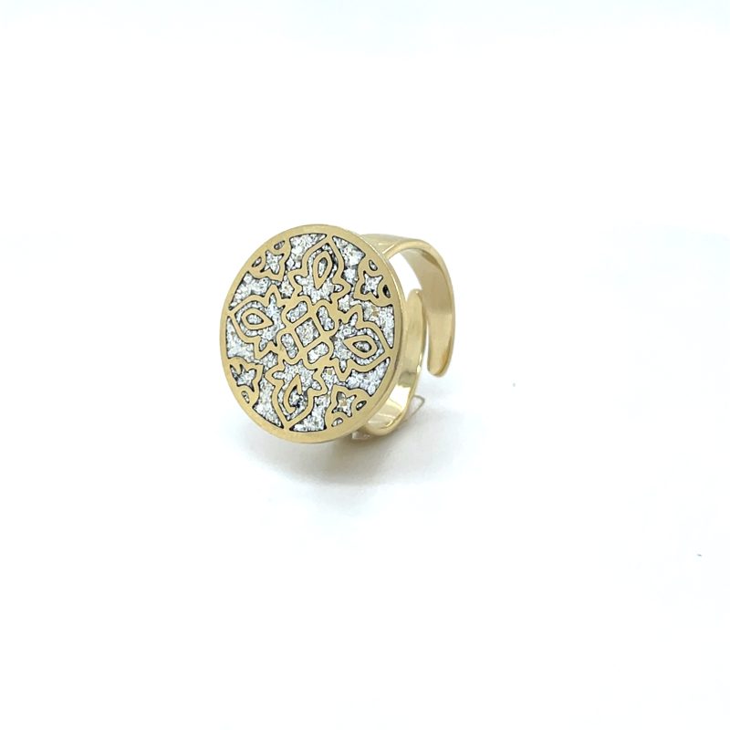 Brass Micro Mosaic Disc Ring - Image 2