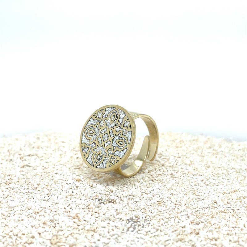 Brass Micro Mosaic Disc Ring