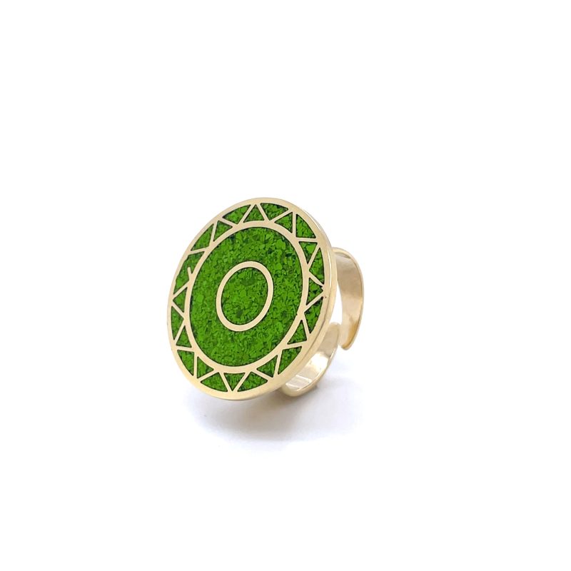 Brass Micro Mosaic Disc Ring - Image 2