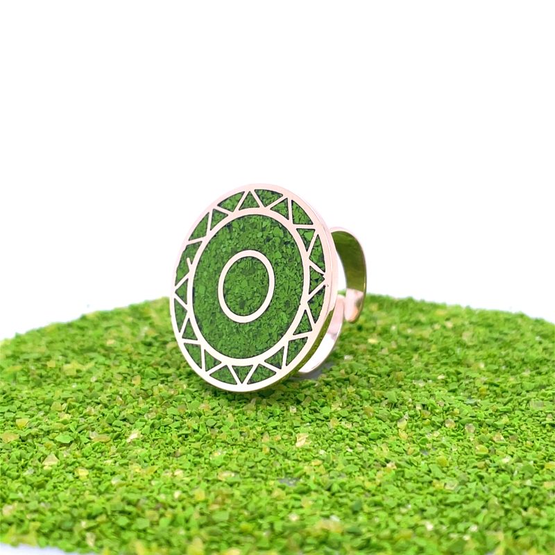 Brass Micro Mosaic Disc Ring
