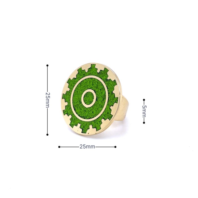Brass Micro Mosaic Disc Ring - Image 3