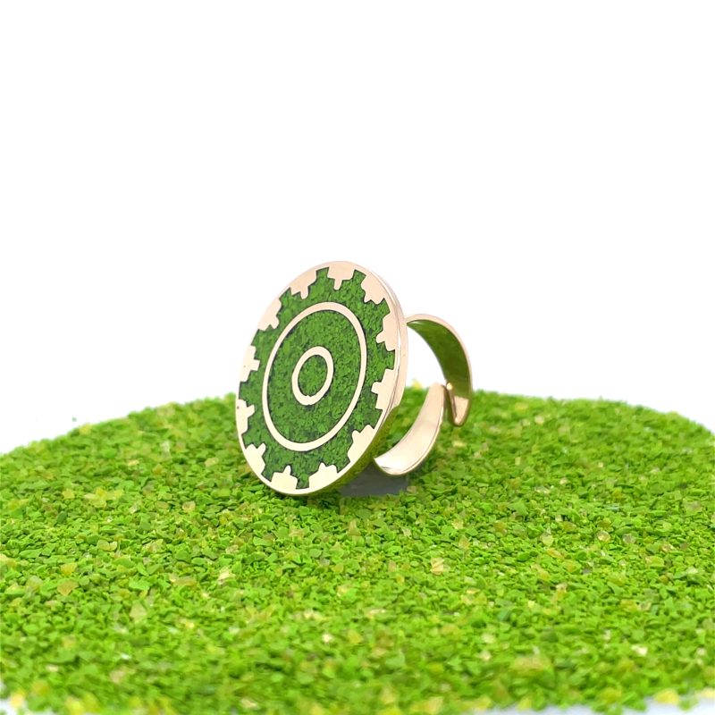 Brass Micro Mosaic Disc Ring