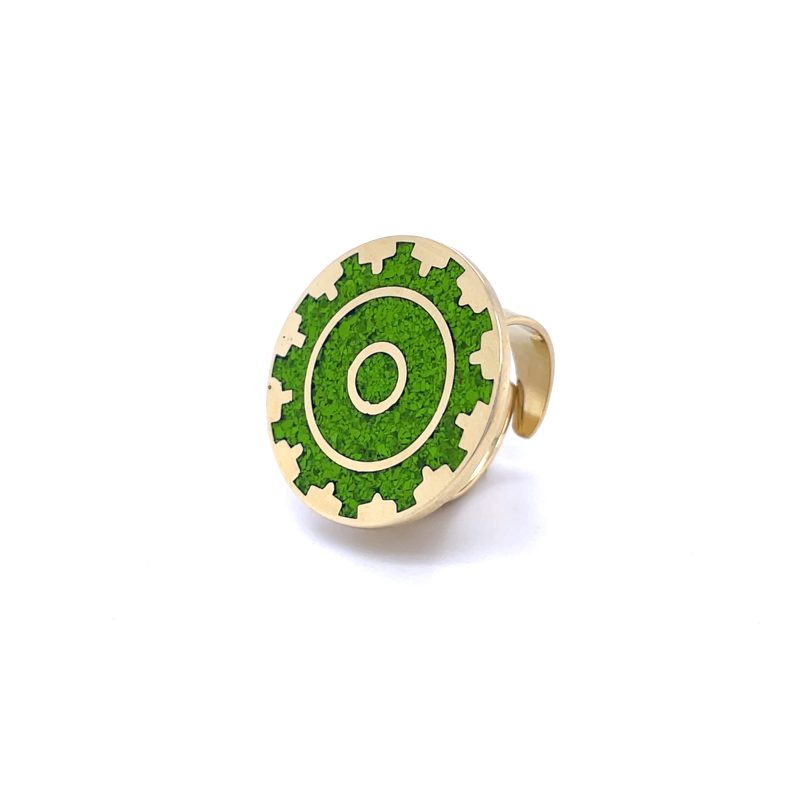 Brass Micro Mosaic Disc Ring - Image 2