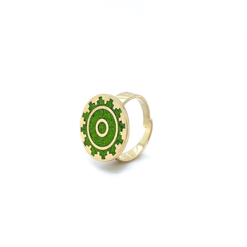 Brass Micro Mosaic Disc Ring - Image 2