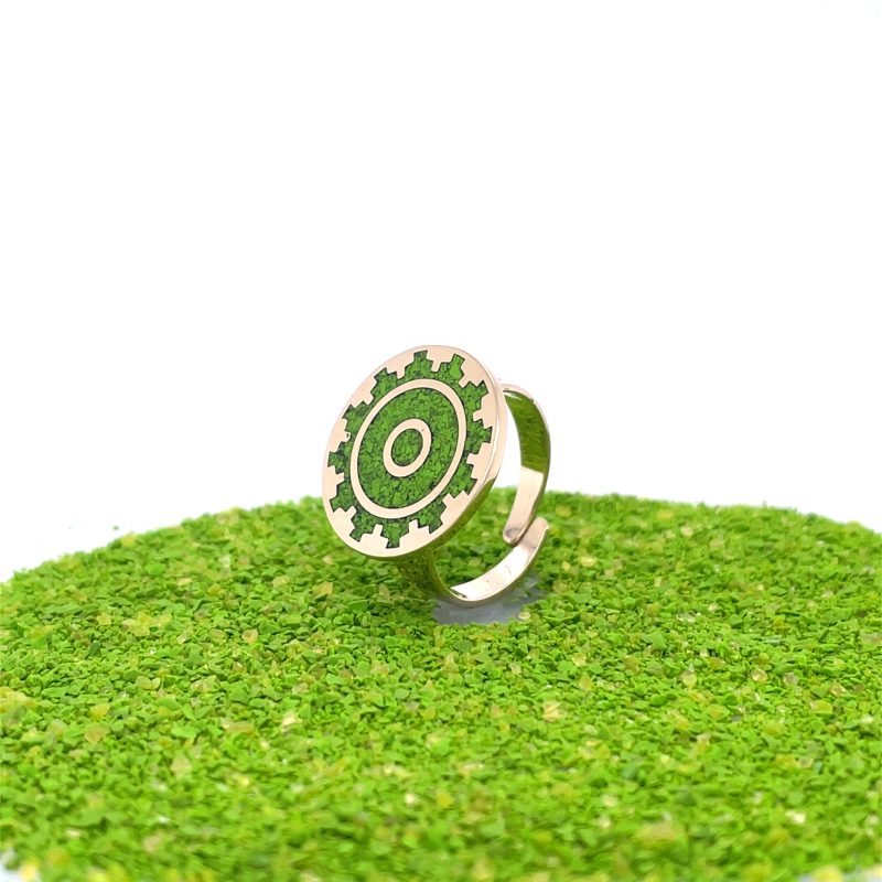 Brass Micro Mosaic Disc Ring