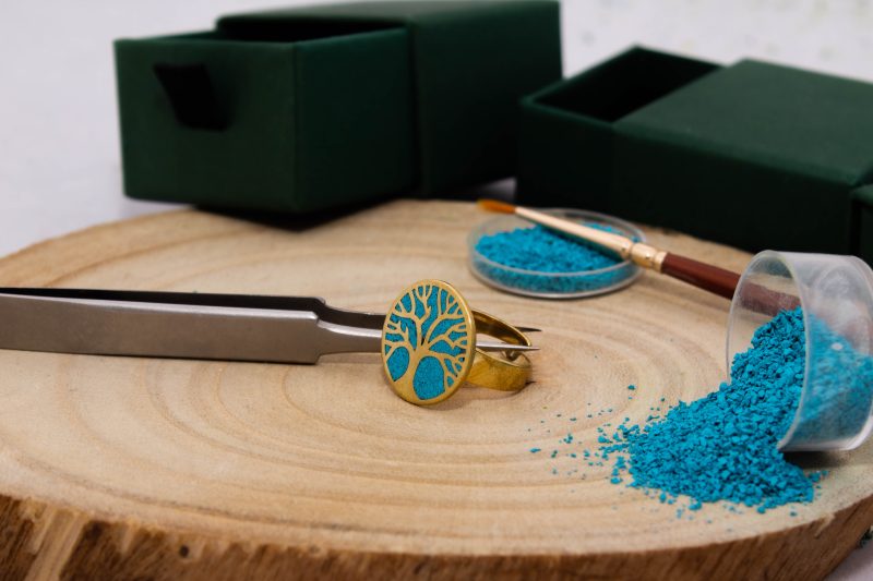 Brass Micro Mosaic Disc Ring - Image 4