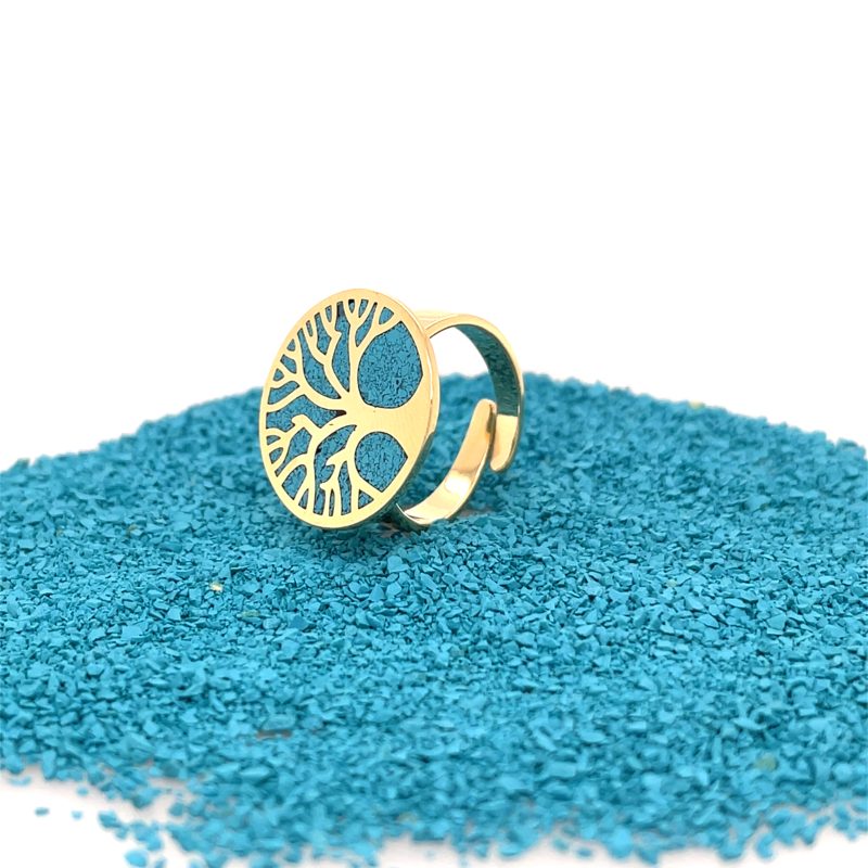 Brass Micro Mosaic Disc Ring