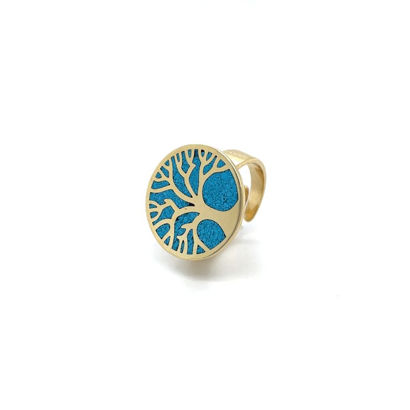 Brass Micro Mosaic Disc Ring - Image 2