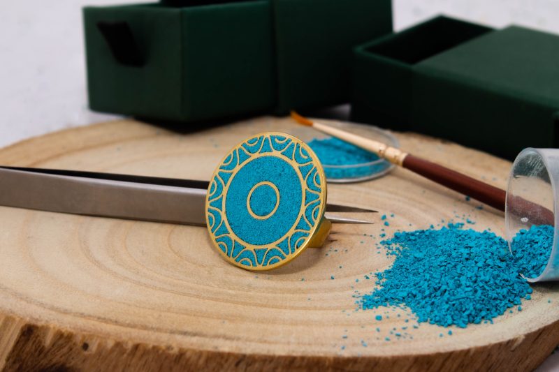 Brass Micro Mosaic Disc Ring - Image 4