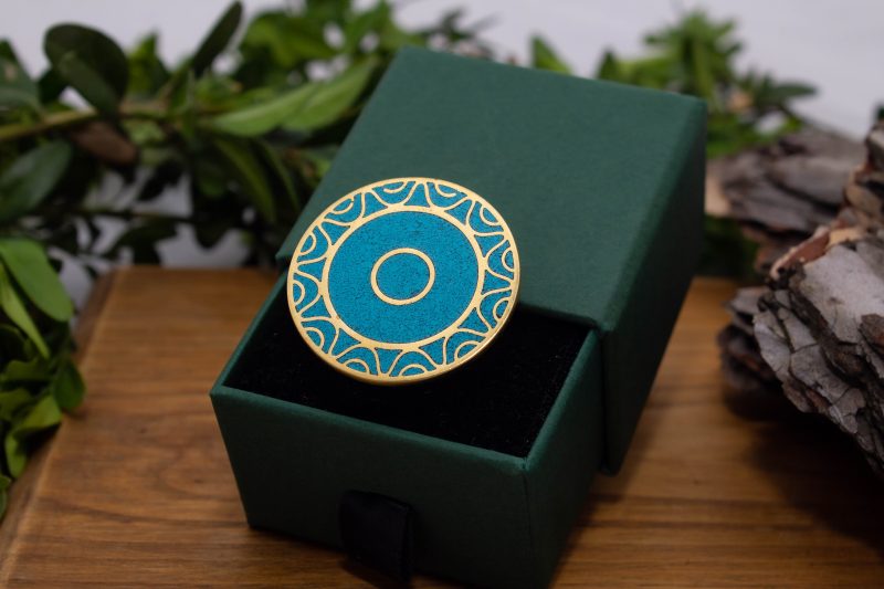 Brass Micro Mosaic Disc Ring - Image 5