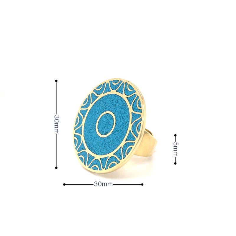 Brass Micro Mosaic Disc Ring - Image 3