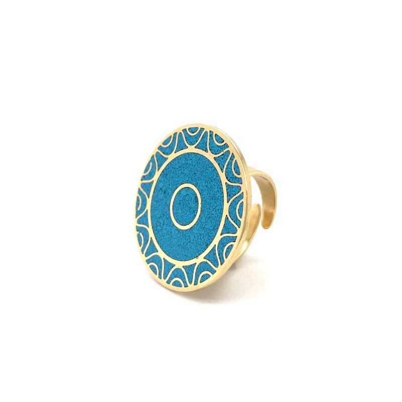 Brass Micro Mosaic Disc Ring - Image 2