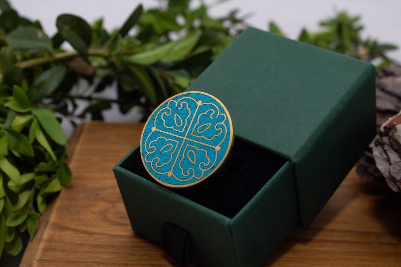 Brass Micro Mosaic Disc Ring - Image 5