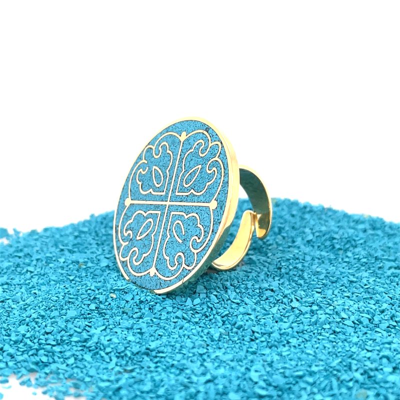 Brass Micro Mosaic Disc Ring