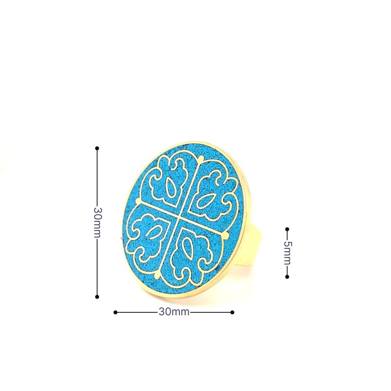 Brass Micro Mosaic Disc Ring - Image 3