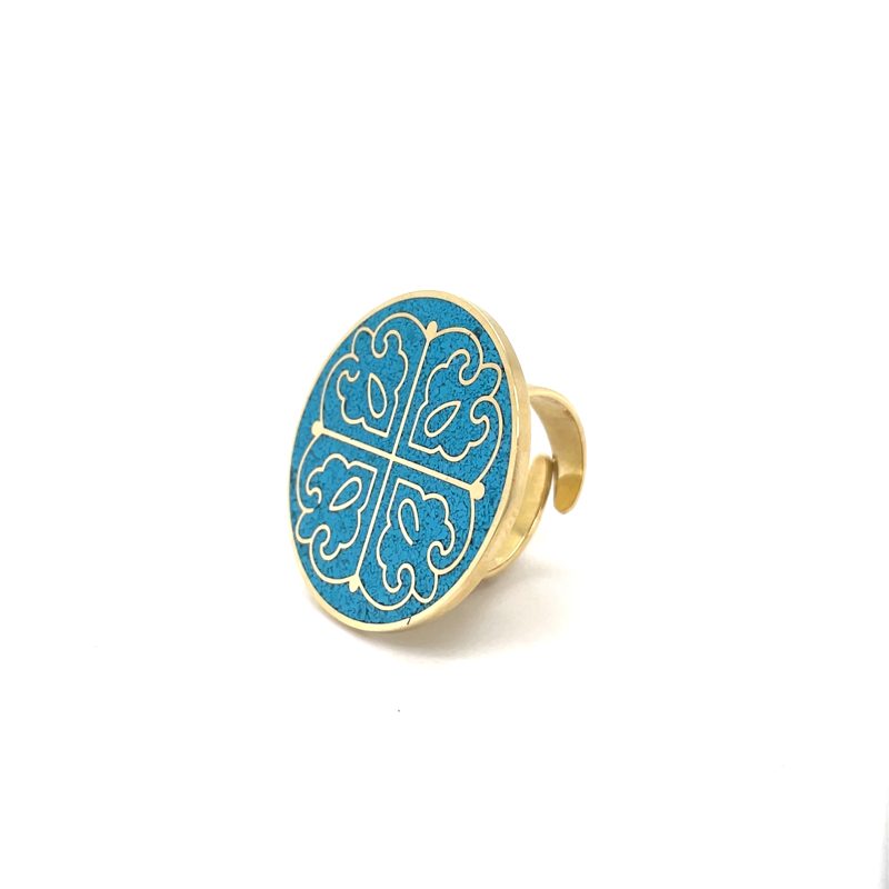 Brass Micro Mosaic Disc Ring - Image 2