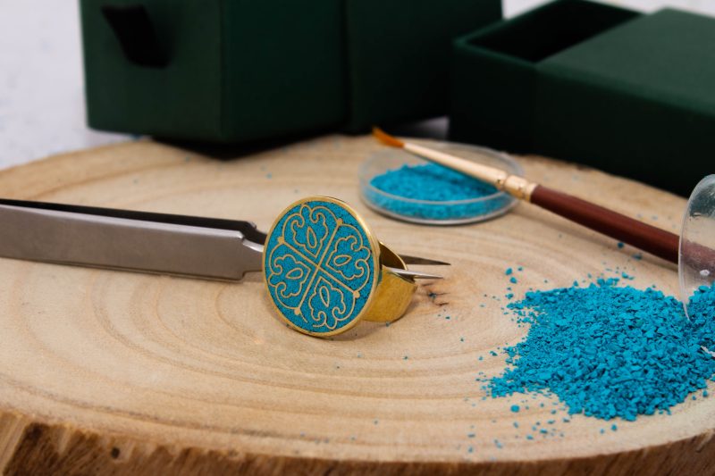 Brass Micro Mosaic Disc Ring - Image 4