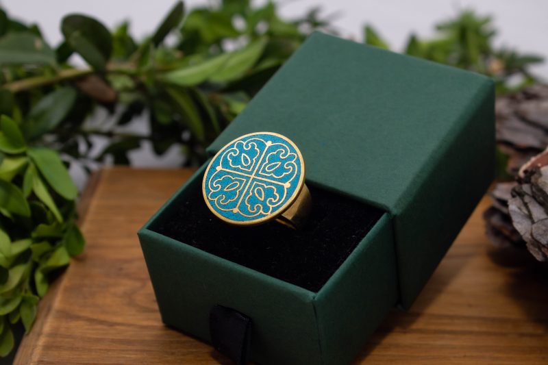 Brass Micro Mosaic Disc Ring - Image 5