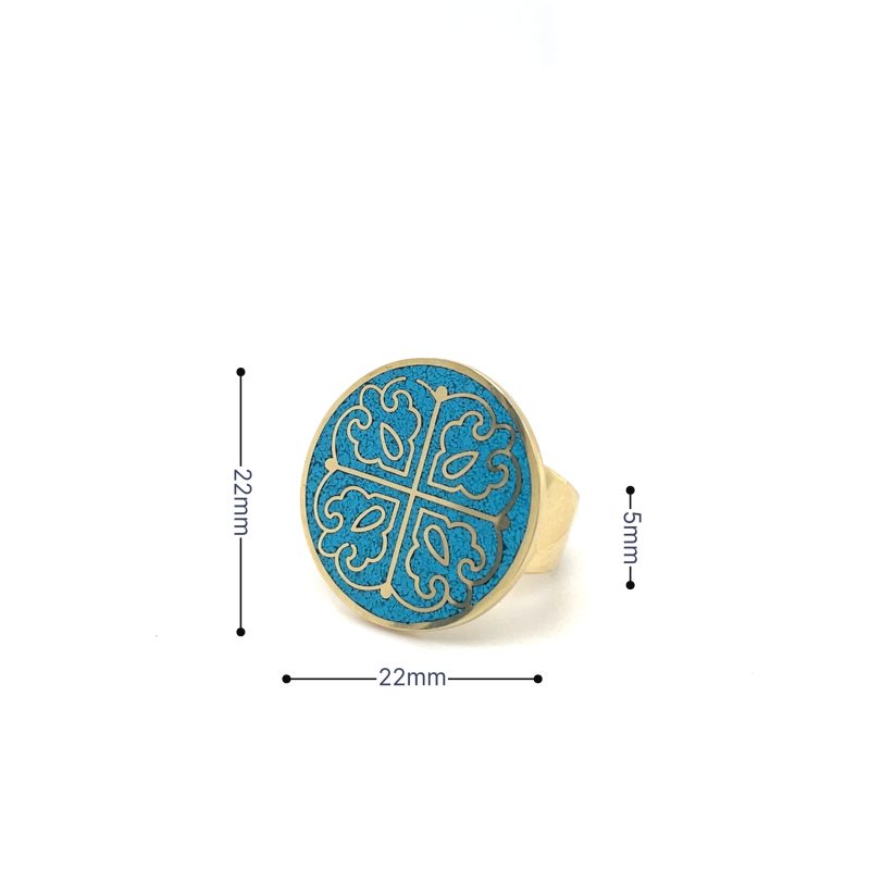 Brass Micro Mosaic Disc Ring - Image 3