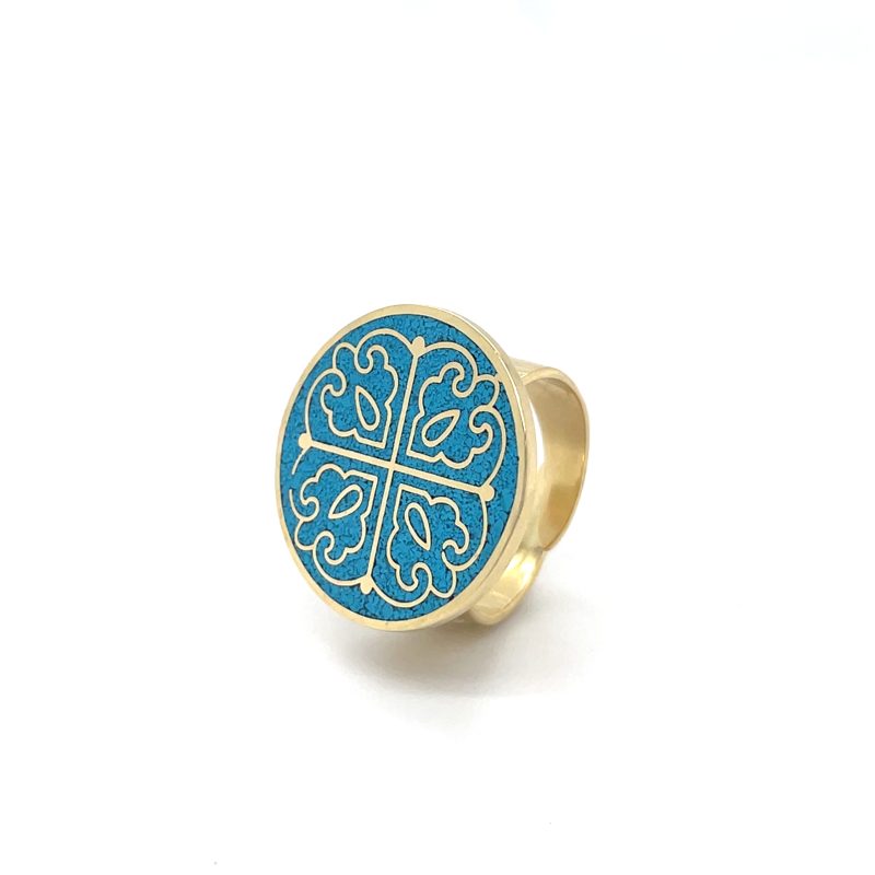 Brass Micro Mosaic Disc Ring - Image 2