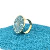 Brass Micro Mosaic Disc Ring