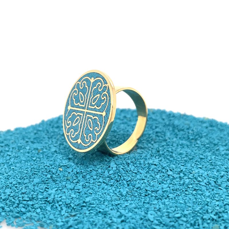 Brass Micro Mosaic Disc Ring