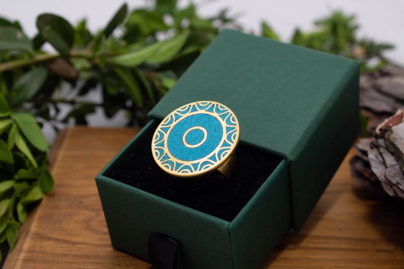 Brass Micro Mosaic Disc Ring - Image 5