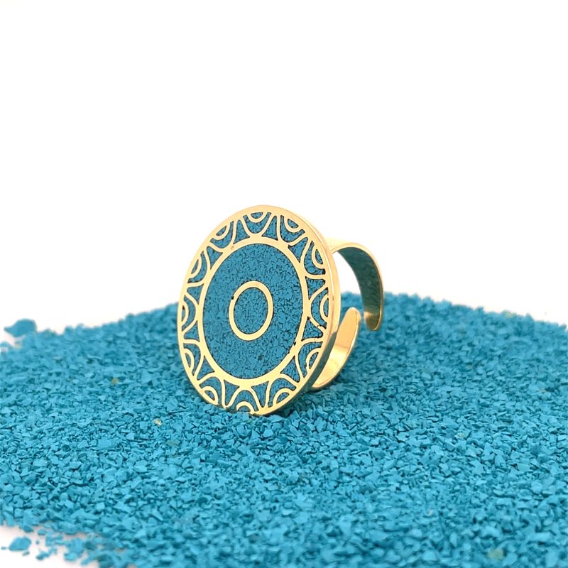 Brass Micro Mosaic Disc Ring