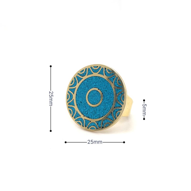 Brass Micro Mosaic Disc Ring - Image 3