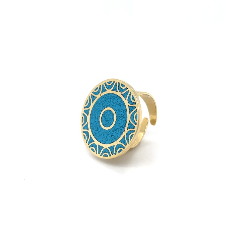 Brass Micro Mosaic Disc Ring - Image 2