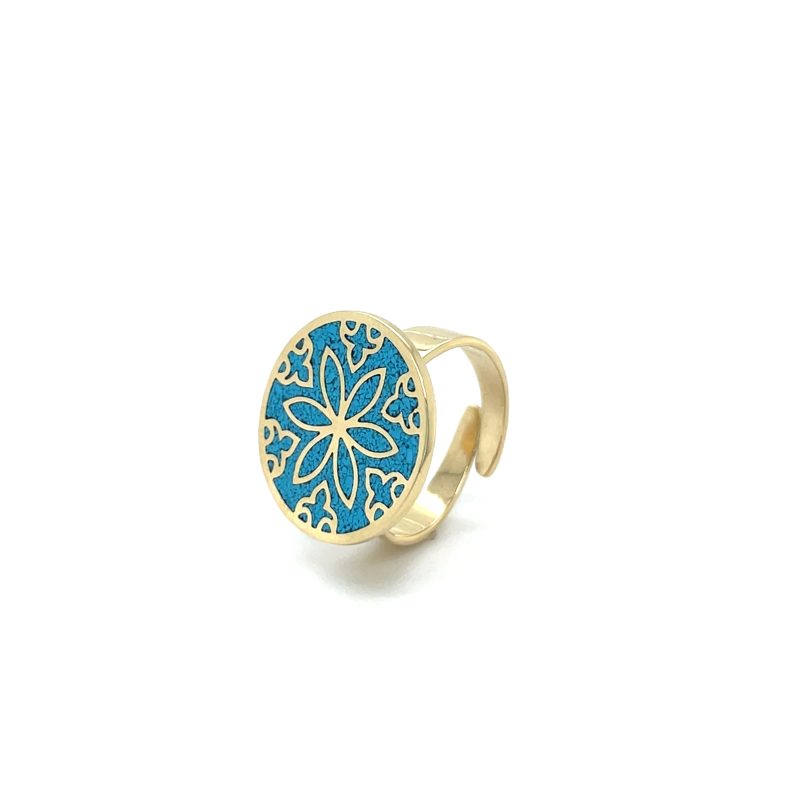 Brass Micro Mosaic Disc Ring - Image 2