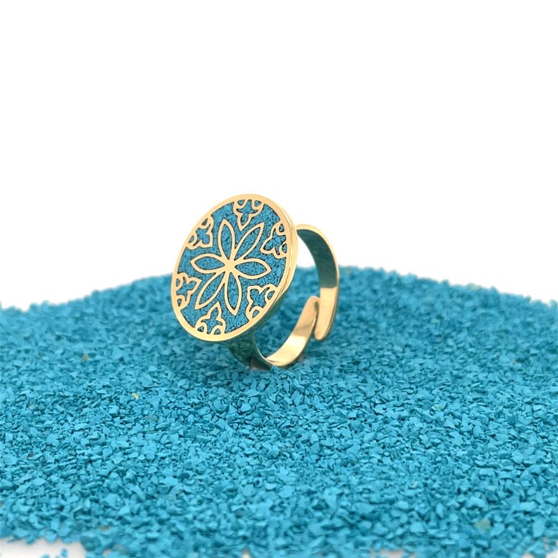 Brass Micro Mosaic Disc Ring