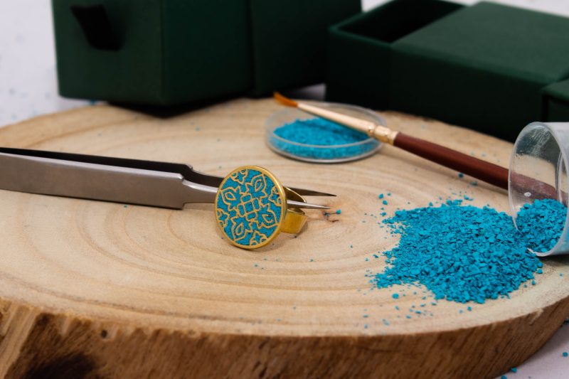 Brass Micro Mosaic Disc Ring - Image 4