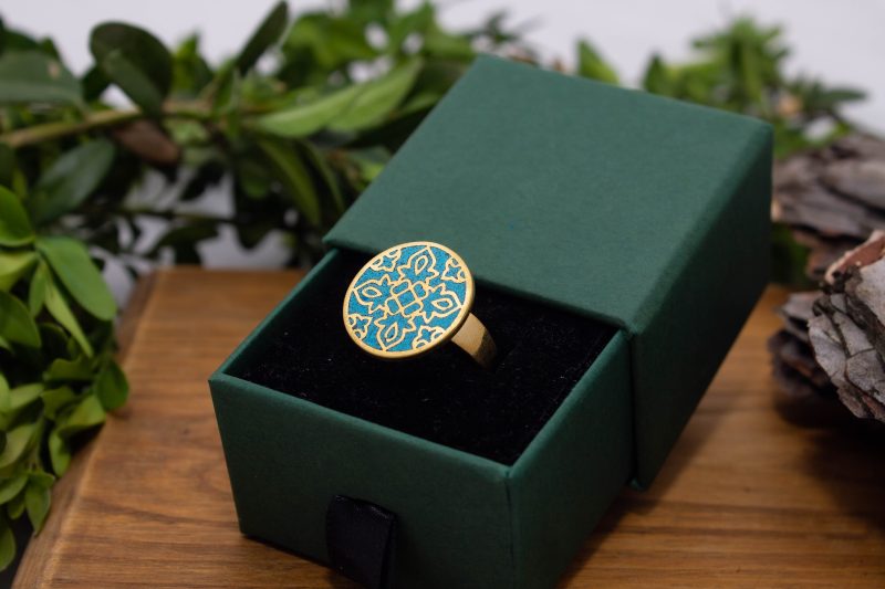 Brass Micro Mosaic Disc Ring - Image 5