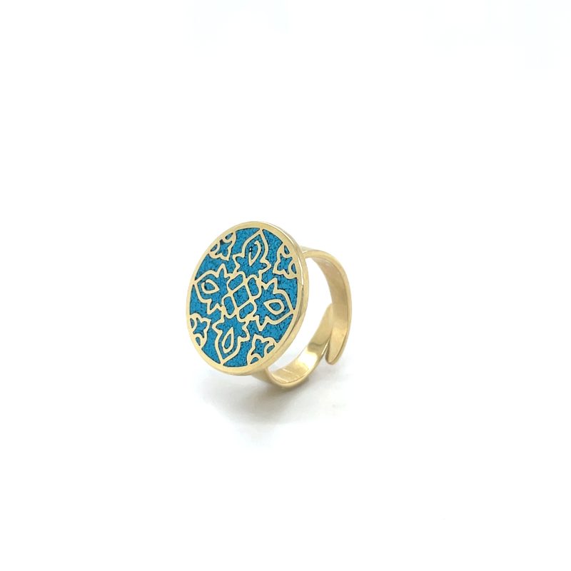 Brass Micro Mosaic Disc Ring - Image 2