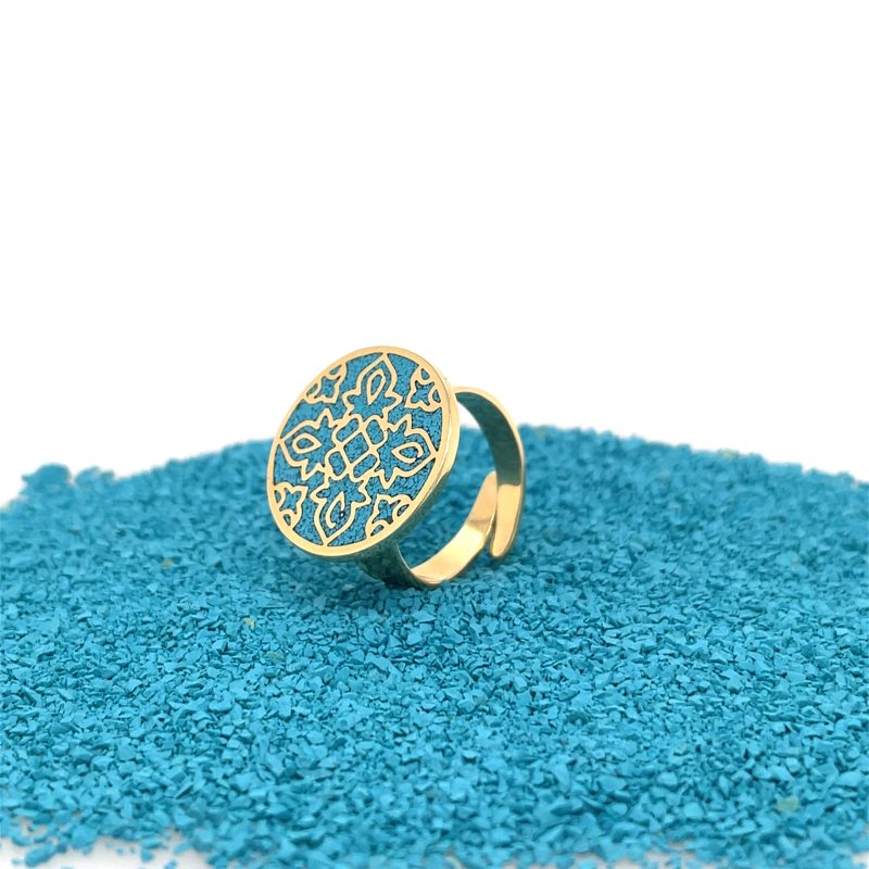 Brass Micro Mosaic Disc Ring